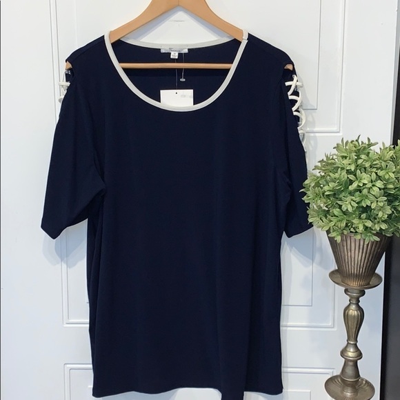 89th & Madison shirt lattice navy white NWT - Picture 5 of 6